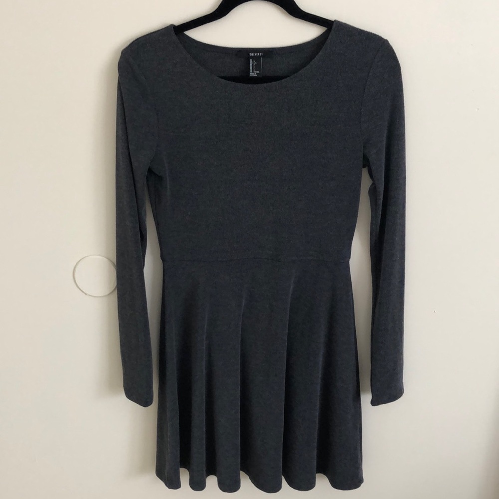 NWT Gray Long Sleeved Knit Skater Dress